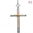 Sterling Yellow Filled Gold Streling Silver & Ygf Two Tone Cross Pendant