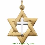 Sterling Yellow Filled Gold Ygf & Streling Silver Two Tone Star Of David Pendant