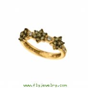 Three flower champagne & white diamond ring