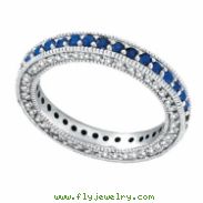Three Sided Sapphire & Diamond Eternity Band Ring