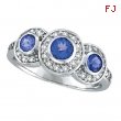 Three Stone Bezel Tanzanite and Diamond Ring