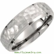 Titanium 06.00 07.00 mm Hammered Bevelled Domed Band