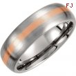 Titanium 09.00 07.00 MM SATIN 14kt ROSE GOLD INLAY DOMED BAND