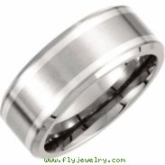 Titanium 13.00 09.00 MM DOUBLE SILVER INLAY BEVELLED  POLISHED BAND