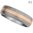 Titanium 7mm Satin 14k Rose Gold Inlay Domed Band