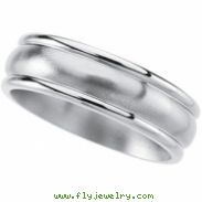 Titanium 7mm Satin And Polished Slighlty Grooved Slightly Domed Band