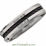 Titanium SIZE 09.00 06.00 MM POLISHED BAND WITH BLACK CABLE