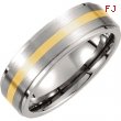 Titanium/14kt Yellow 08.50 07.00 MM SATIN AND POLISHED 14kt GOLD INLAY RIDGED BAND