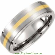 Titanium/14kt Yellow 08.50 07.00 MM SATIN AND POLISHED 14kt GOLD INLAY RIDGED BAND