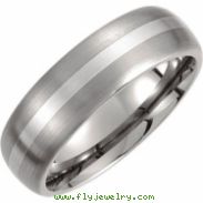 Titanium/Sterling Silver 10.00 07.00 MM SATIN AND POLISHED SS INLAY BAND