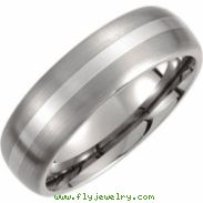 Titanium/Sterling Silver 10.50 07.00 MM SATIN AND POLISHED SS INLAY BAND