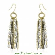 Two-Tone Pearl Dangle Earrings