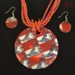 White and Red Mother of Pearl Necklace and Earrings Set