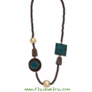 White Wood Aster & Serpentine Stone Slip-on Necklace