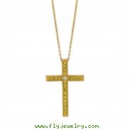 Yellow & white diamond cross necklace