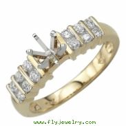 Yellow Gold Round Diamonds Semi-Mount