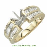 Yellow Gold Tap Baguette Diamonds Semi-Mount